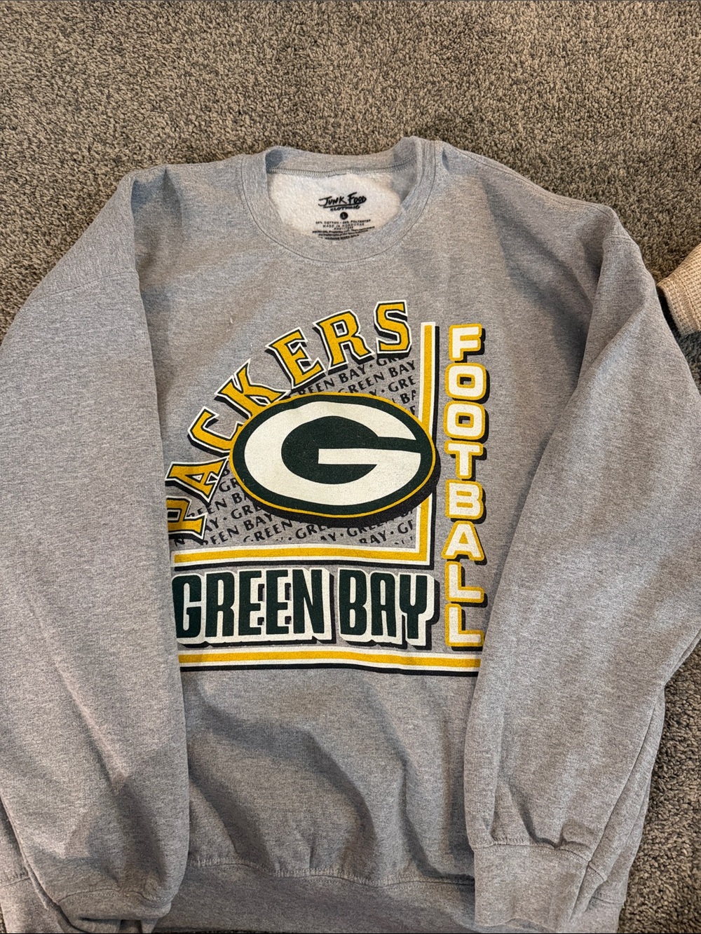 Green Bay Packers Grey Graphic Crewneck Sweatshirt